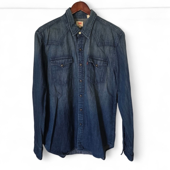 Levi’s Denim Western Shirt Men’s large - Picture 3 of 10